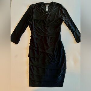 Bisou Bisou by Michele Bohbot Women’s Long Sleeve Dress, Ruched Size 10 Black